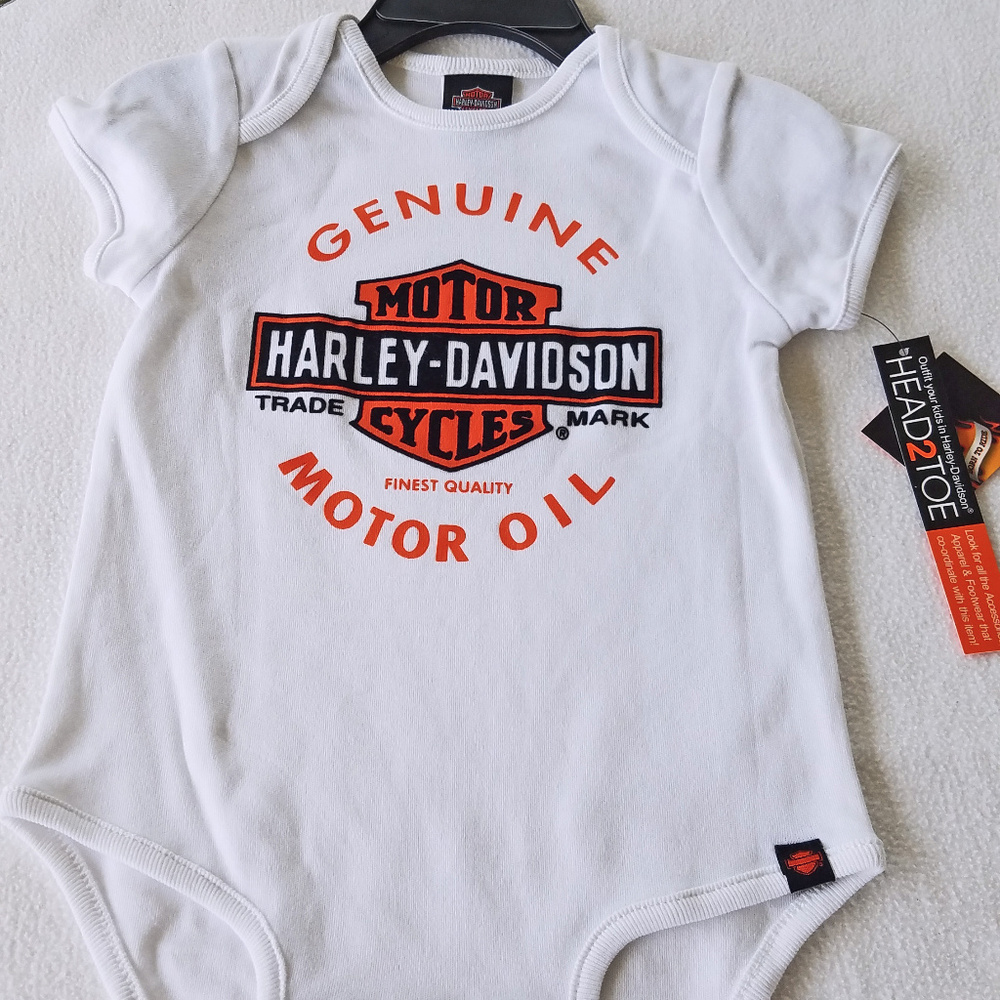 Harley Davidson White One-Piece 12 Months